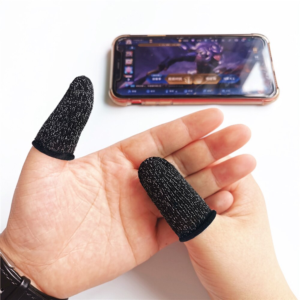 1 par fuld berøringsskærm ultra-tynd finger ærme spil fingerspidser svedtætte antistatiske spil handsker til mobiltelefon tablet