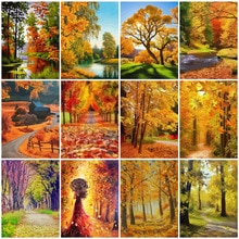 HUACAN Ölgemälde Durch Zahl Herbst Landschaft Handgemalte Kits Zeichnung Leinwand Färbung Bilder Malen Home Dekoration