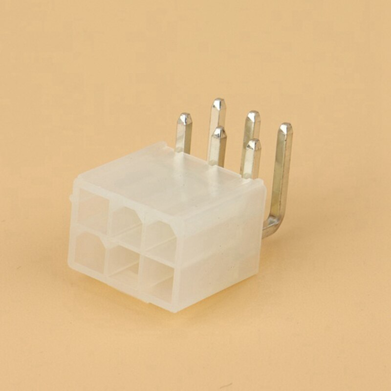 100Pcs 4.2MM 6 Pin Header Male Pin for Graphics Card GPU PCI-E PCIe Power Connector Right Angle Through Hole Video Card