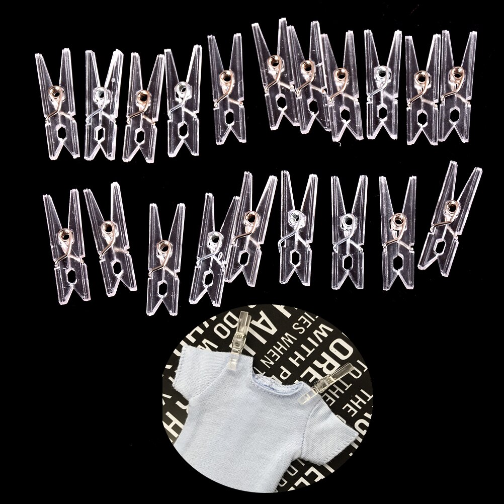 20 Stks/partij Transparante Kleine Wasknijpers Voor Foto Clips Wasknijper Papier Ambachtelijke Decoratie Clips Pinnen Mini Maat Plastic Clips
