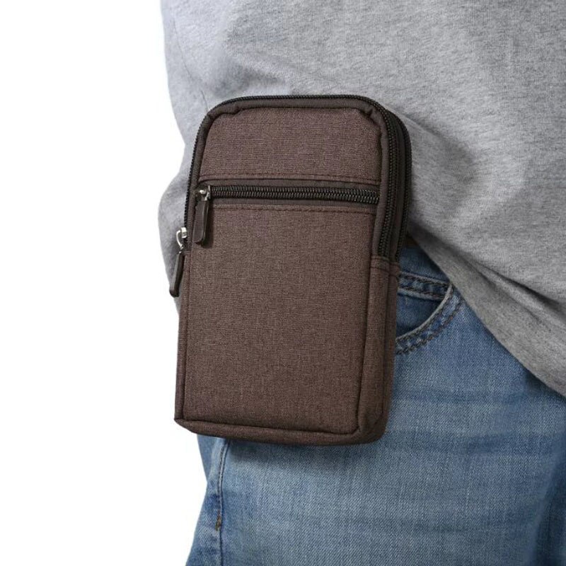 Cowboy Doek Phone Pouch Belt Clip Tas voor Samsung A5/A8/J5 /J7/J3 Case met Pen Houder Heuptas Outdoor Sport Telefoon Cover: Brown