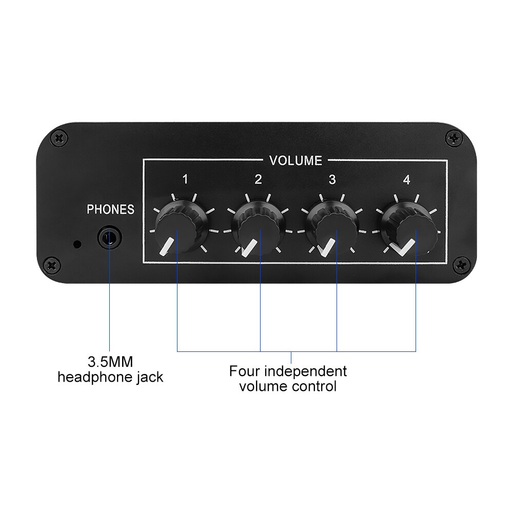 AIYIMA 4 Way RCA Audio Input Stereo Mixed Output Audio Mixer Headphone Amplifier Splitter Selector Source Switcher DIY Amplifier