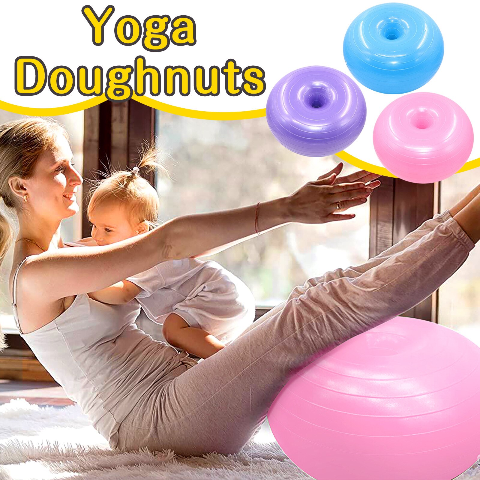 Donut Yoga Ball - Fitness Equipment - Home Workout Balance Ball - Pilates Exercise