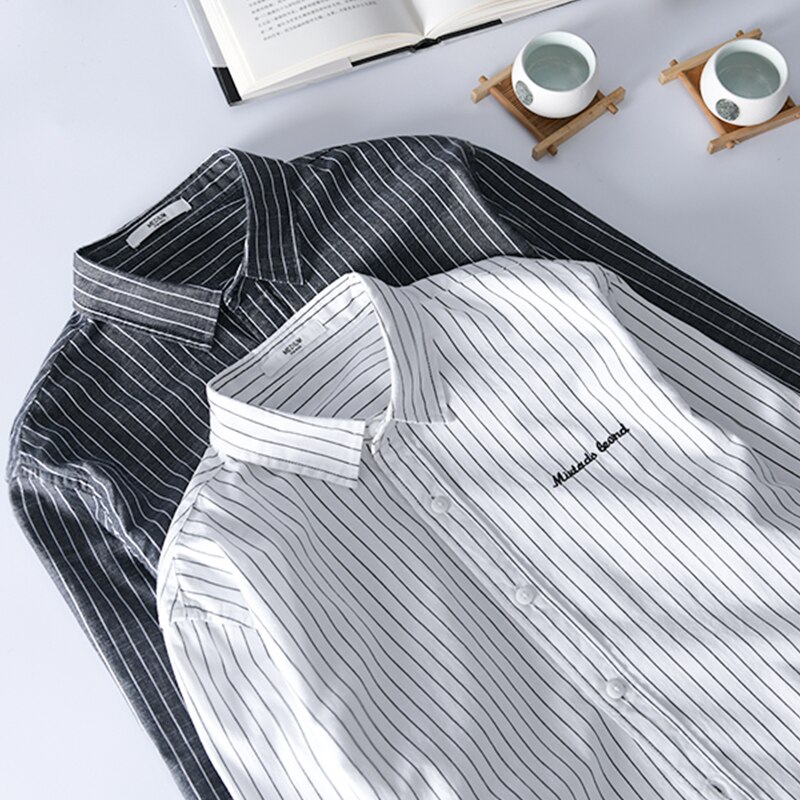mannen lange mouwen streep shirt katoen shirts voor mannen trend casual mode shirt heren lente en zomer shirts mannelijke