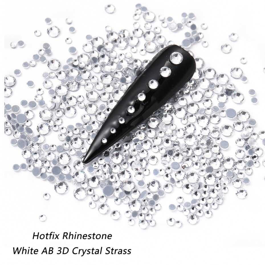 1440pc super glitter krystal ab  ss3-ss20 hotfix rhinsten på negle dekoration fix flad ryg strass nail art sten  le1610