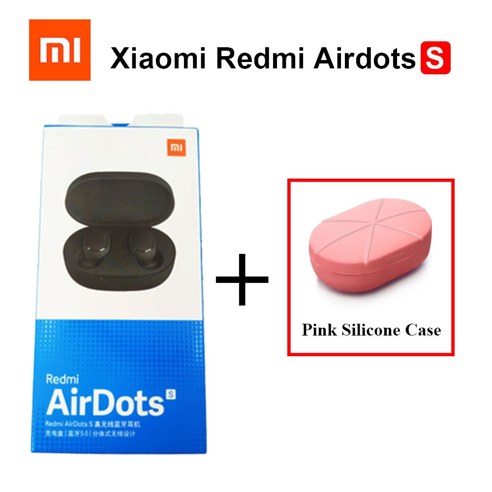 Original Xiaomi Redmi Airdots S TWS Bluetooth 5.0 Earphone Stereo Bass With Mic Handsfree Earbuds Noise reduction TWSEJ05LS: Add Pink Case