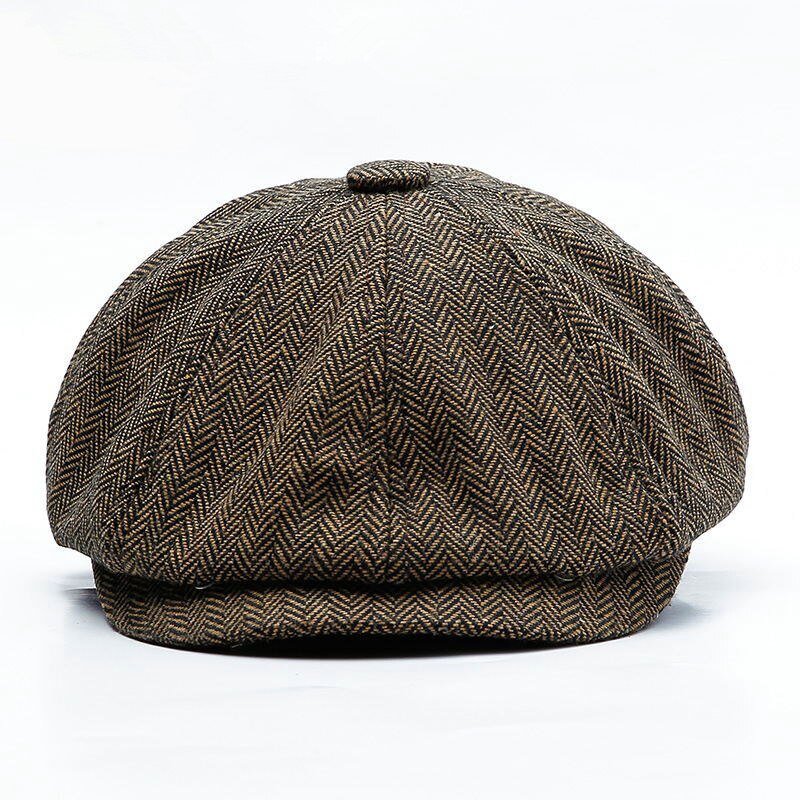 Basker unisex höst vinter tidningspojke hatt män kvinnor varm tweed åttakantig keps för manliga detektiv hattar retro platta kepsar