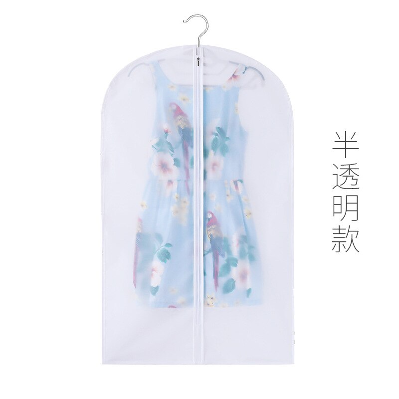 Garment Cover Bag, Translucent PEVA Clothes Covers Dustproof Organizer Storage Protector Eco-Friendly Material Suit Covers: Light Grey / XL 60X130cm
