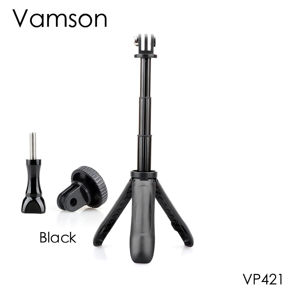 Vamson für Gopro9 Mini Tasche Stativ Selbstauslöser Erweiterbar Griff Pol Selfie Stock für Gopro Held 10 9 8 7 6 5 4 3 kamera VP421: Schwarz
