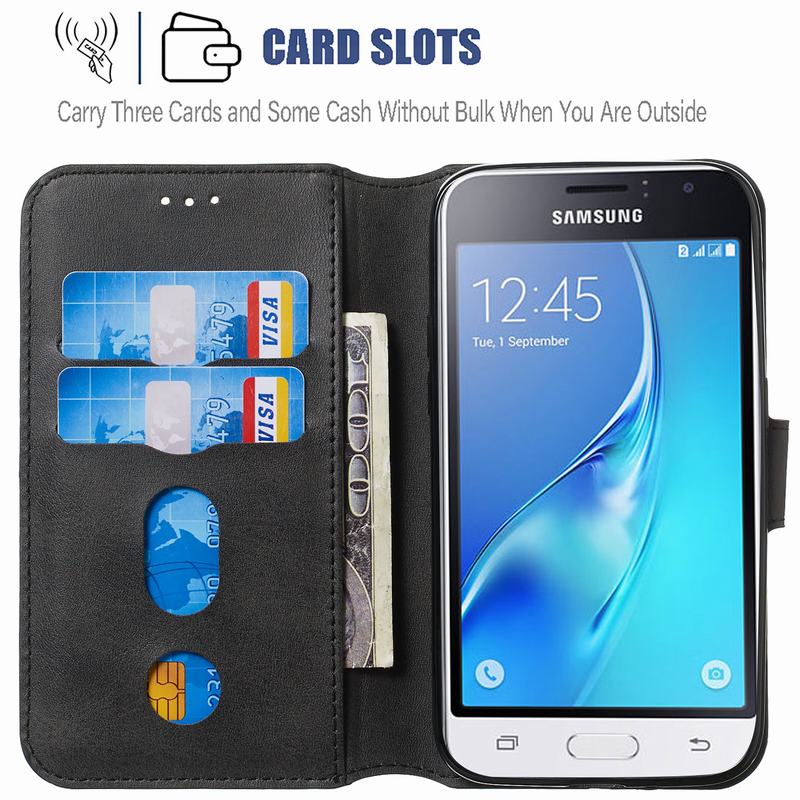 Case For Samsung Galaxy J1 Phone Cases Cover Leather Wallet Flip Coque For Samsung J120 Cover Vintage Business Shell Men