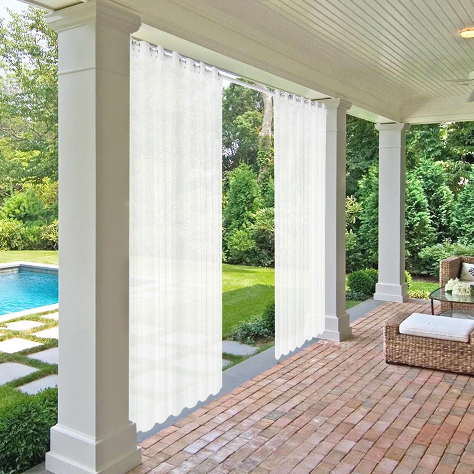 1 Panel Outdoor Waterproof Tulle Curtains Vertical Striped Venetian Blinds Vertical Window Screens Pergola Terrace UV Curtains