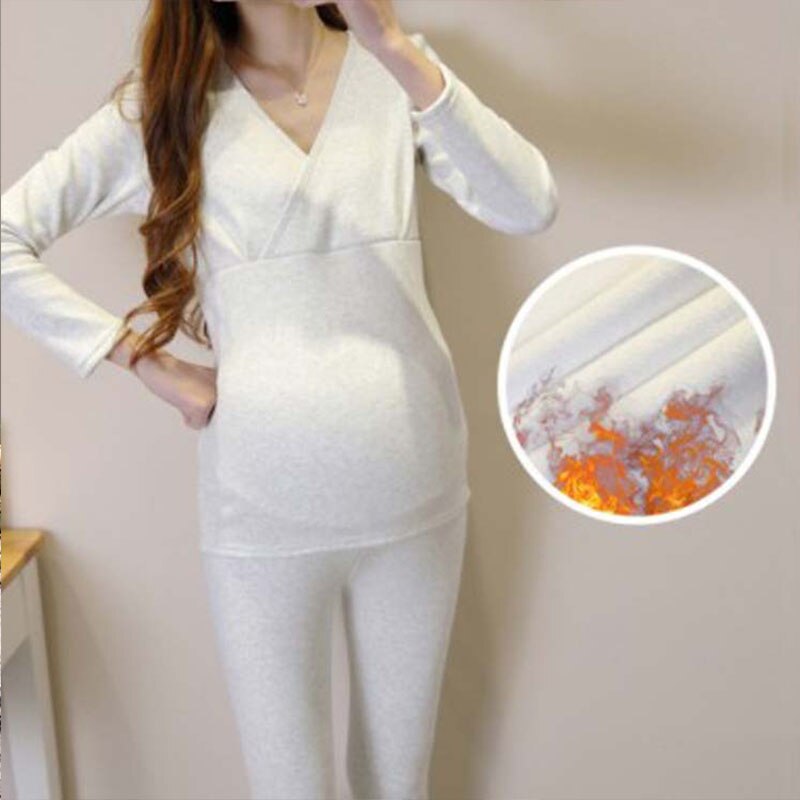 Pijamas de maternidad de traje de lactancia ropa de dormir Otoño Invierno ropa de embarazo gruesa mantener la ropa interior cálida ropa de dormir más terciopelo