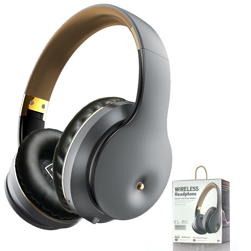 Wireless Bluetooth 5.0 Headphones Over Ear Headest Graffiti Foldable Headphone with Mic Hi-Fi Stereo For phone pc laptop: Grey Gold