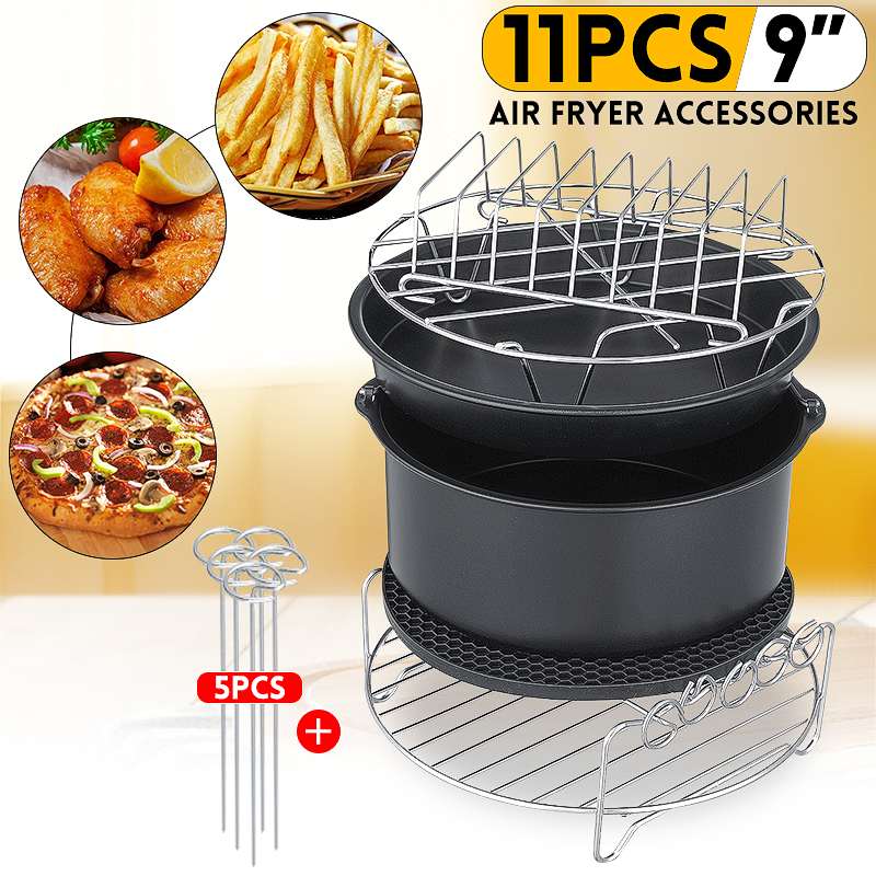 Acessórios para fritadeira a ar, acessórios para fritadeira a ar 9 Polegada adequados para fritadeira a ar 5.2-6.8qt 13/12/11/10/8x cesta de cozimento para pizza, grelha, utensílios de cozinha