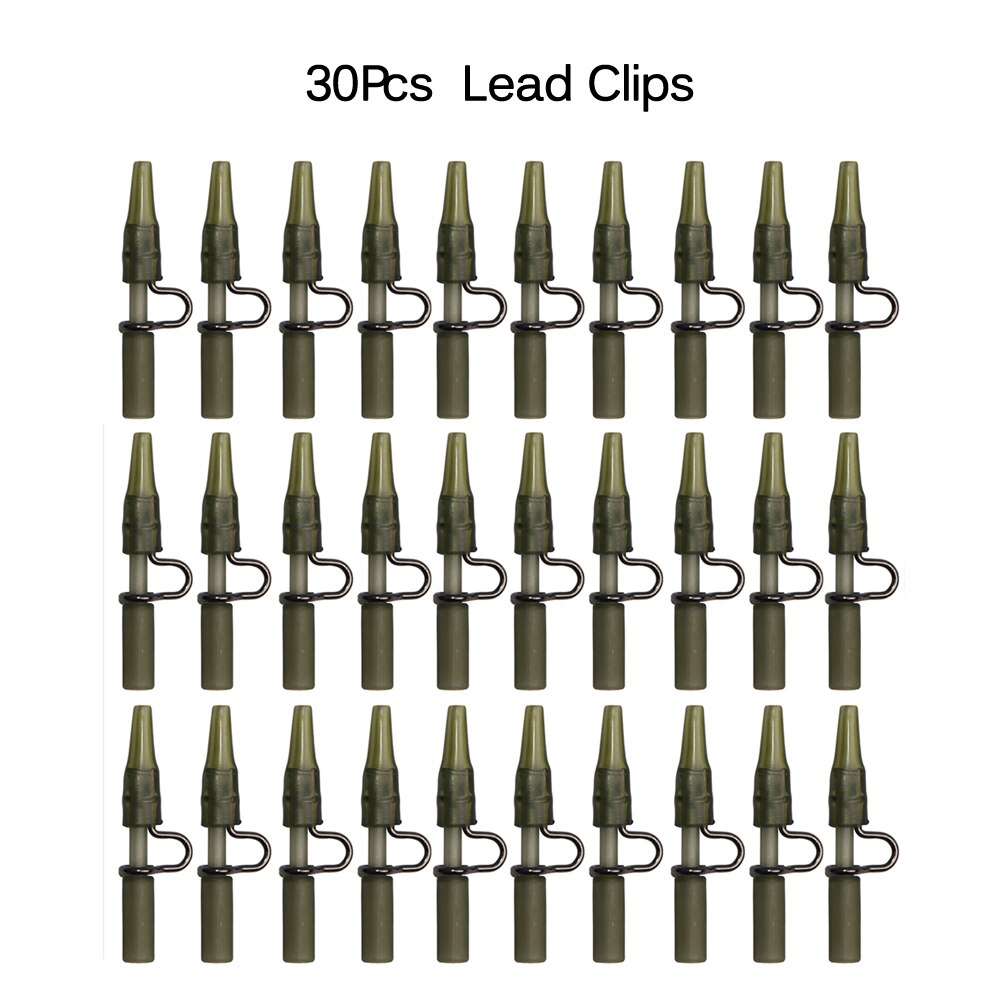 30Pcs Carp Fishing Tackle Kit Anti Tangle Sleeves Heavy Duty Lead Clip And Fishing Rolling Swivels With Quick Change Snap Rigs: 30Pcs Lead Clips