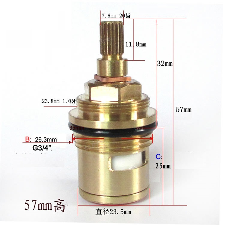 MTTUZK Alle-kupfer G3/4 &quot;zahn PPR schnell-öffnung ventil Ader kupfer ventil Ader PPR wasser rohr armaturen G3/4 zoll verdeckte Spule: 57mm Höhe