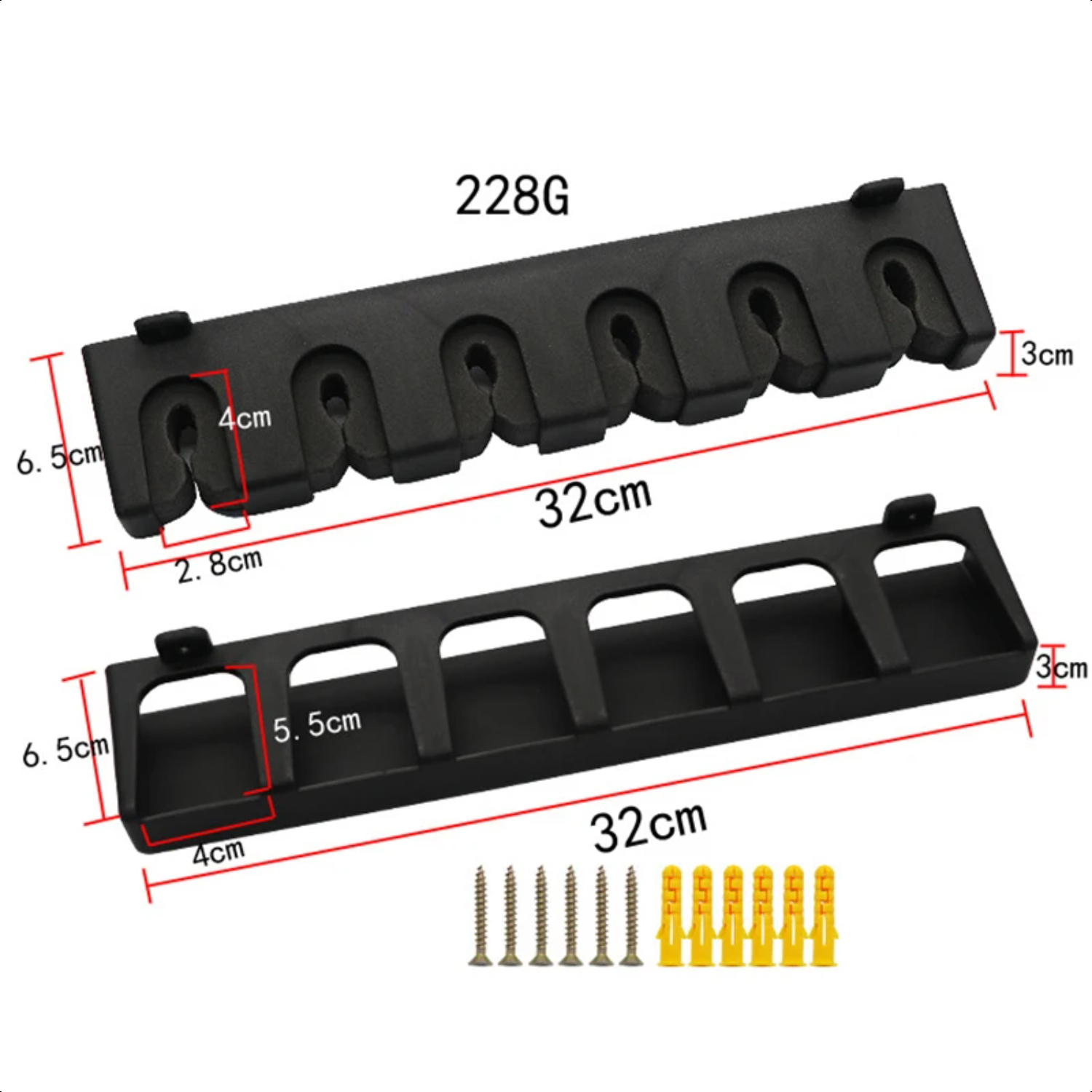 1PC Plastic Fishing Rod Holders 6-Rod Rack Vertical Pole Holder Wall Mount Modular Garage