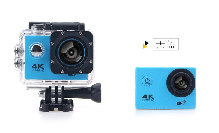 Sj9000 wifi 4k 1080p ultra hd kamera dvr dv videokamera 30m vanntett hjelm videokamera: Blå / Ingen tf-kort