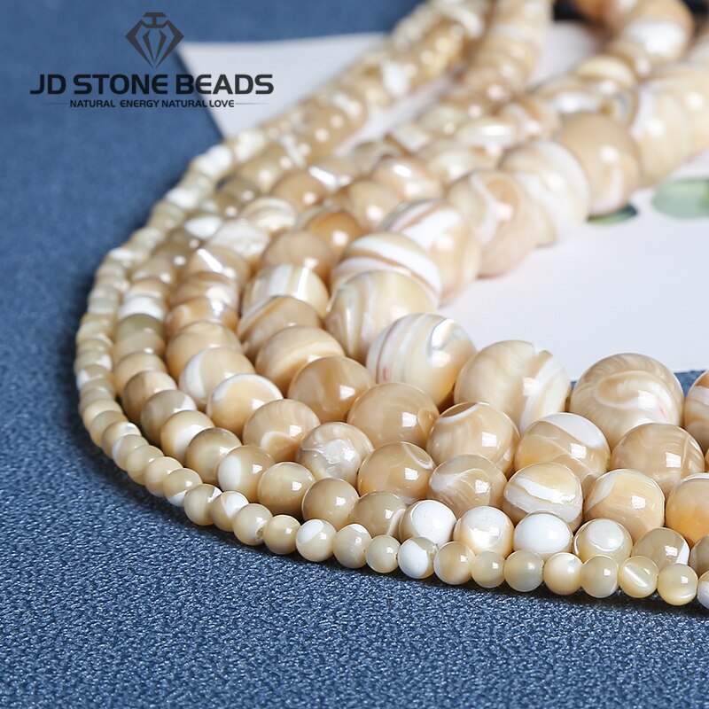Natural Sea Shell Horseshoe Snail White Beige Loose Beads 4/6/8/10/12MM For Muslim Prayer Jewelry Bracelet Making DIY