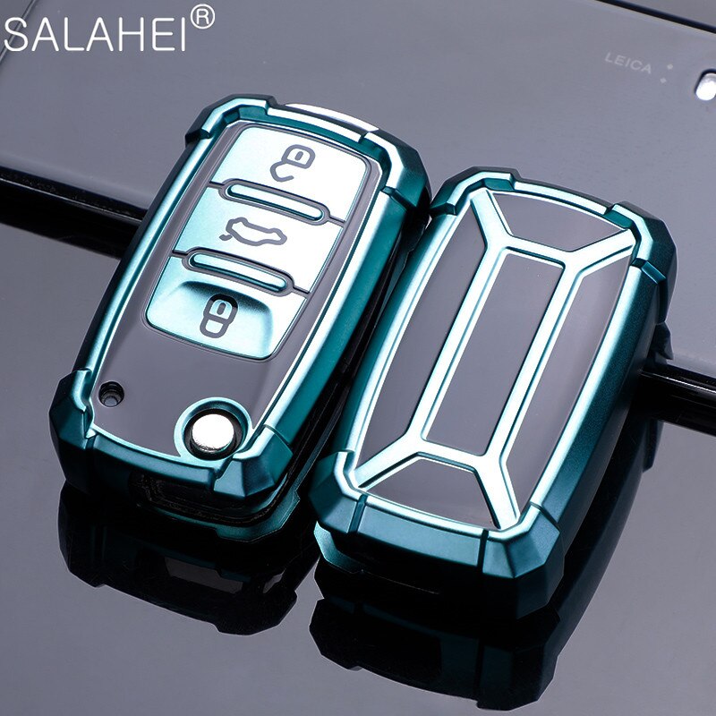Funda protectora de TPU para llave de coche, accesorio para VW Volkwagen Polo Tiguan Bora Passat Golf 6 Lavida Scirocco Fabia: A-green