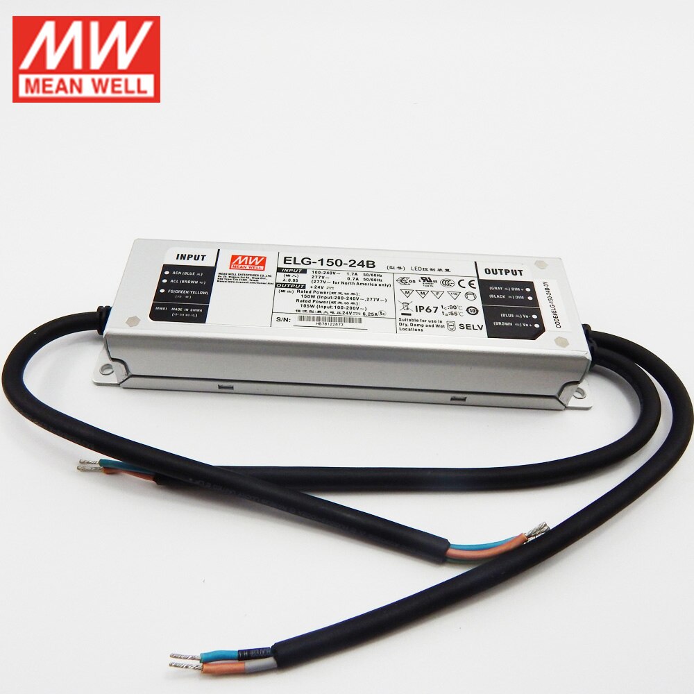 MEAN WELL ELG-150-24B-3Y 150W 24V Dimmable LED Driver 110V/220V AC to 24V DC 6.25A 150W waterproof Meanwell dimming Power Supply