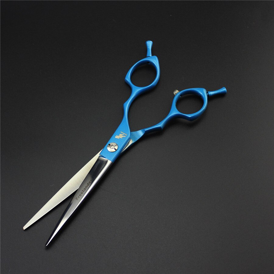 6.5inch Curved Scissor Thinning Shears Dog Scissors Pet Grooming Shear Hairdressing Tool Pet Groomer Accessory: blue cutting