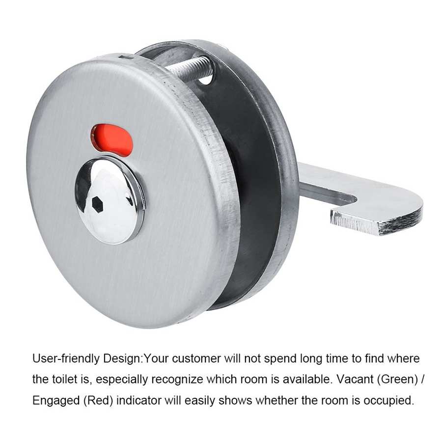 1 Set Stainless steel Thumb Turn Knob Privacy Dead Bolt Latch Indicating Door Lock for Bathroom WC Public Restroom Toilet