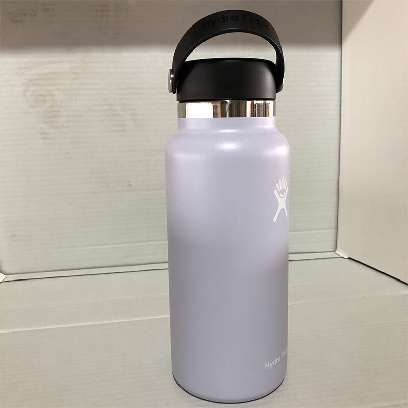 Botella de agua con boquilla ancha para uso en exteriores, termo con tapa flexible de 32 oz, con boquilla ancha de grados, modelo 2,0