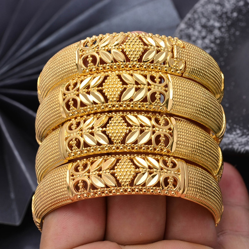 Wando 4 teile/los modisch Gold Farbe Armreifen Für Frauen/Mädchen Nahen Östlichen Arabischen/Dubai Kupfer Können Öffnen Armbänder schmuck Mutter
