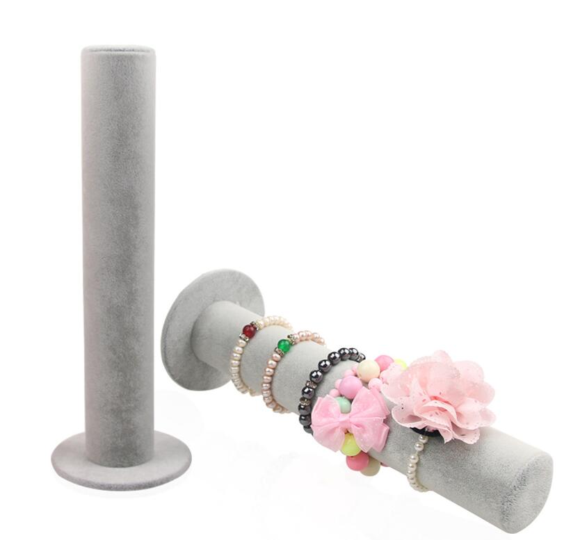 Portable Velvet Bracelet Bangle Necklace Jewelry Display Stand Holder Watch Jewelry Organizer T-Bar Rack: Headdress gray