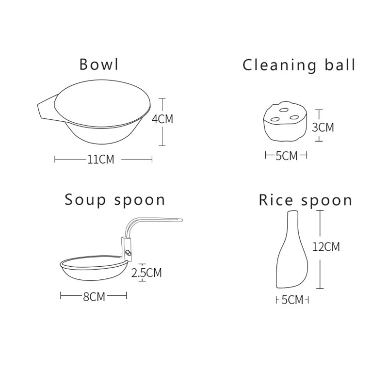 6 stk/sett utendørs bollesett kokekar bærbar camping tur kokekar ryggsekktur piknik bolle skje rissleivesett