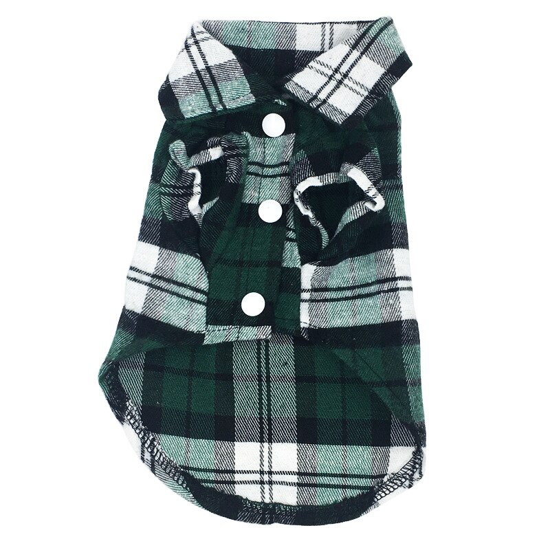 Kæledyrsskjorte sommertrykt hundeskjorte i engelsk stil kortærmet åndbar alsidig hund cool skjorte plaid kæledyrstøj: Grøn / M