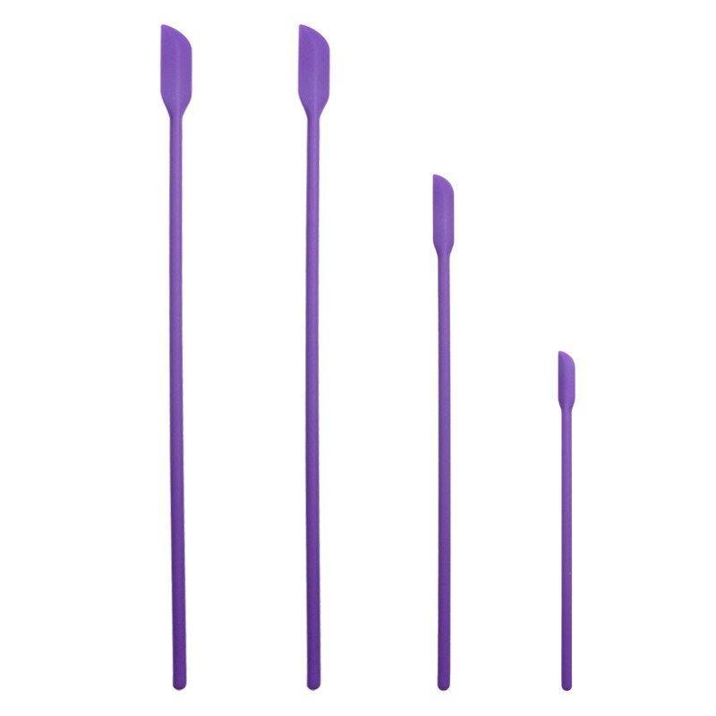 4 Stuks Mini Siliconen Spatels Keukengerei Voor Dunne Jar Skinny Openingen Flessen Tiny Schraper Cosmetische Schrapen Mengen Gereedschap: 4 Pcs Purple