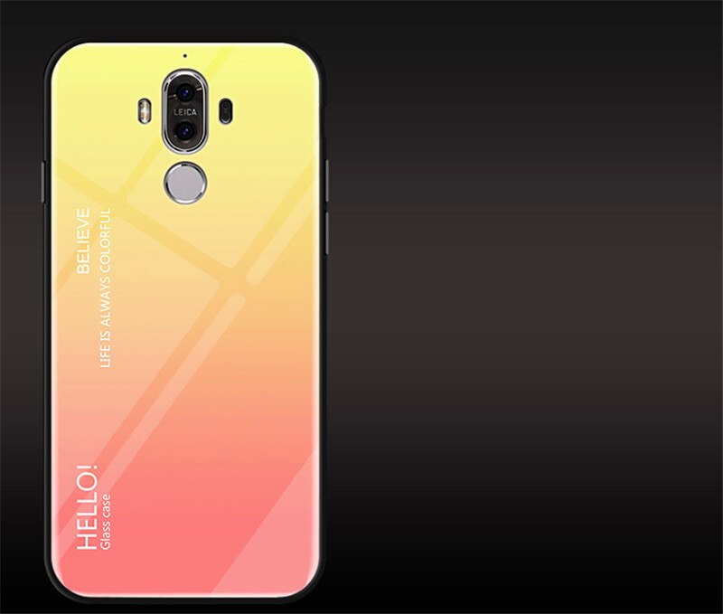 Huawei Mate 9 Pro Case Mate9 Gradiënt Aurora Gehard Glas Back Cover Hard Case Voor Huawei Mate 9 Mate9Pro Telefoon gevallen: Huawei Mate 9 / Yellow