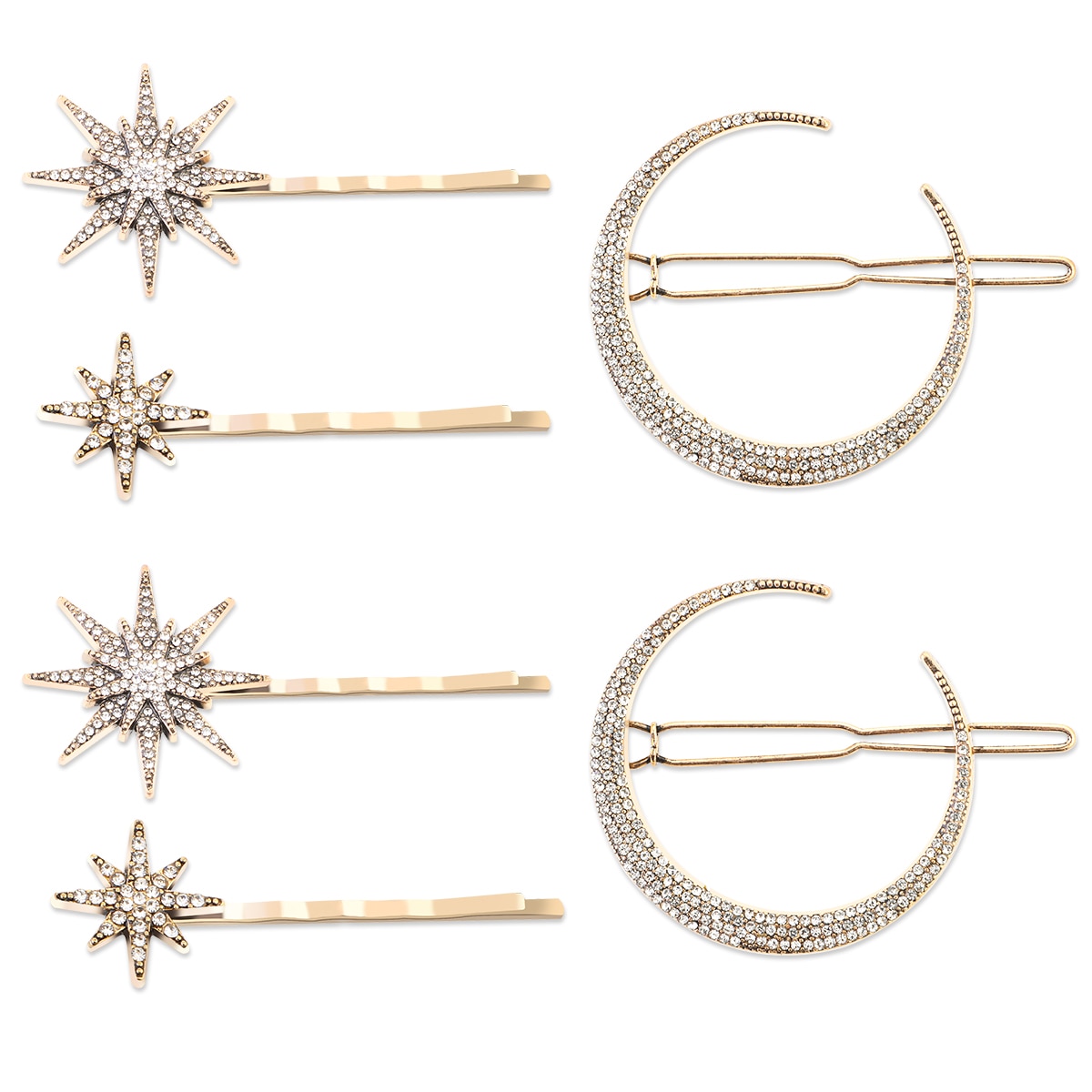 1/2 conjuntos de grampos de cabelo, estrelas e lua, presilhas para cabelo, acessórios de moda para mulheres e meninas, ferramenta bonita para penteados