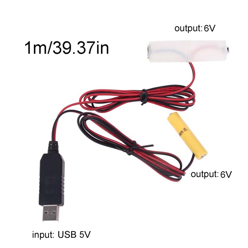 Usb Powered Omzetten Naar 6V Dual Aa Aaa Batterij Eliminator Kan Vervangen 4 Stuks 1.5V LR6 Aa LR03 aaa Batterij Eliminatie Kabel Lijn