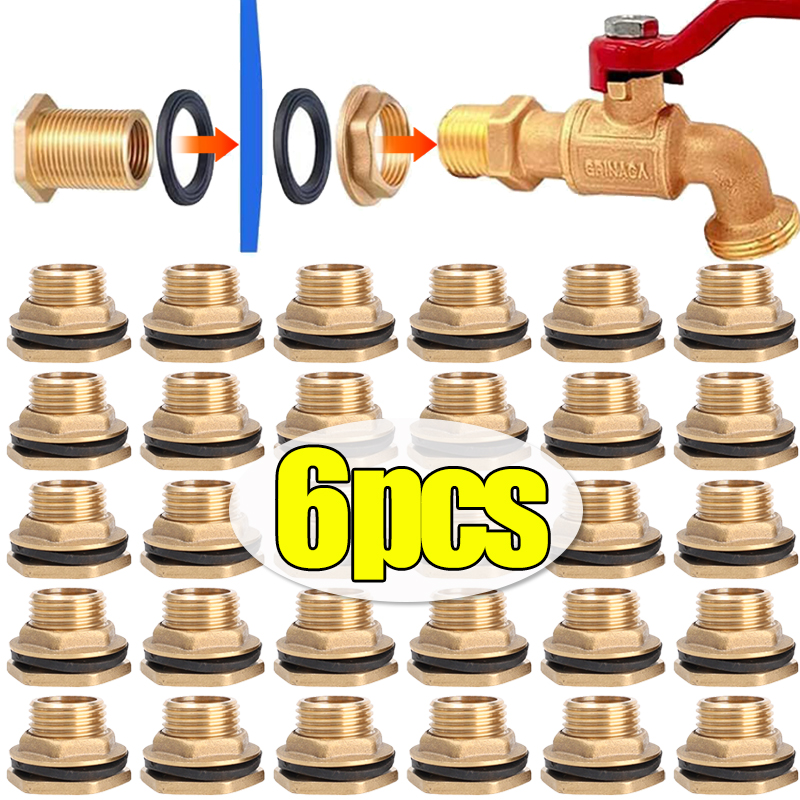 6-1PC Water Butt Water Tank Tap Buckets Connector Watering Equipment Water Storage Rain Barrels Brass Tap Click-Lock Fitting Use