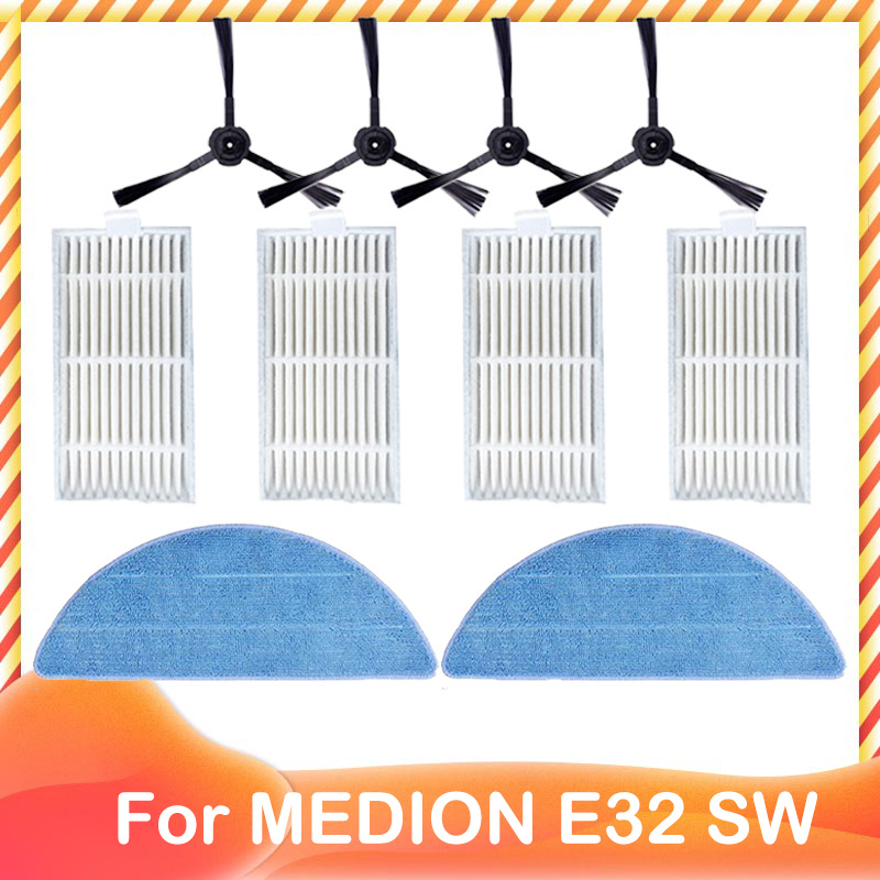 Replacement For MEDION ‎E32 SW Robot Vacuum Cleaner Accessories Spare Side Brush HEPA Filter Mop Cloth Wipe Rag: Orange