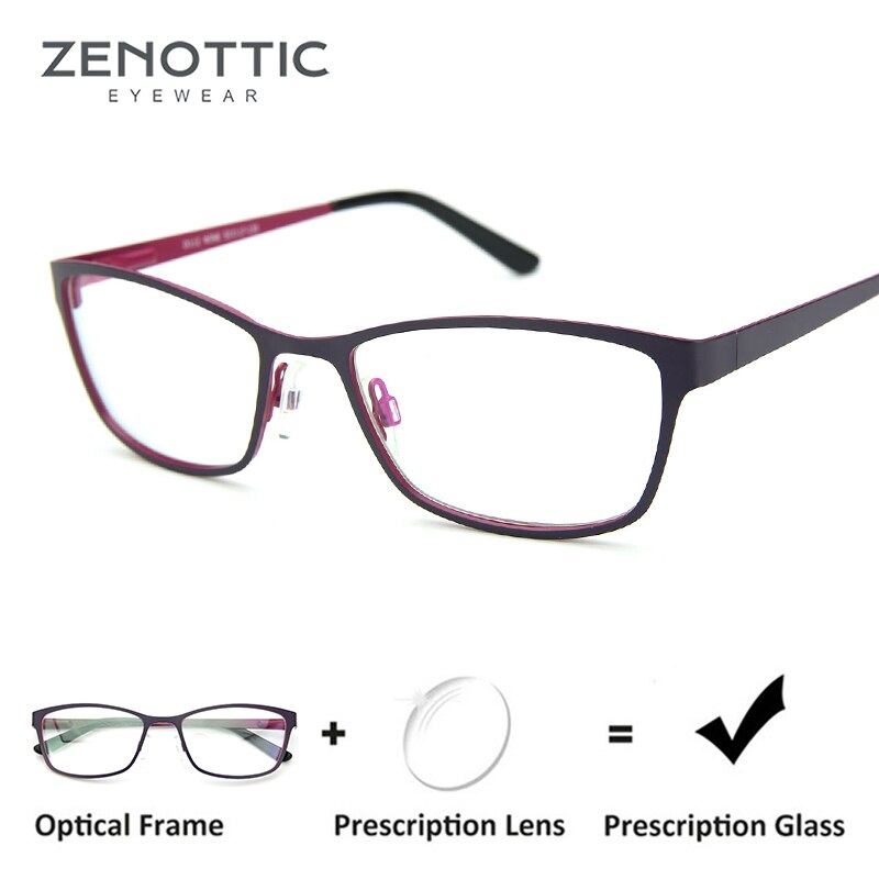 ZENOTTIC-gafas con montura metálica para mujer, a la lentes ópticas cuadradas, gafas graduadas para miopía, Marco BT8018