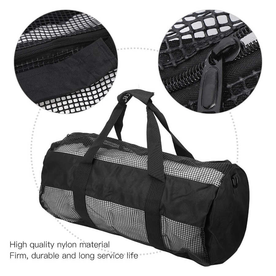 Dykkerudstyr med høj kapacitet mesh taske vådt tøj svømning finner svømmeføtter mesh netto håndtaske foldet scuba taske håndtaske