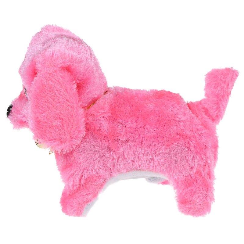 Pink Plush Neck Bell Walking Barking Electronic Dog Toy