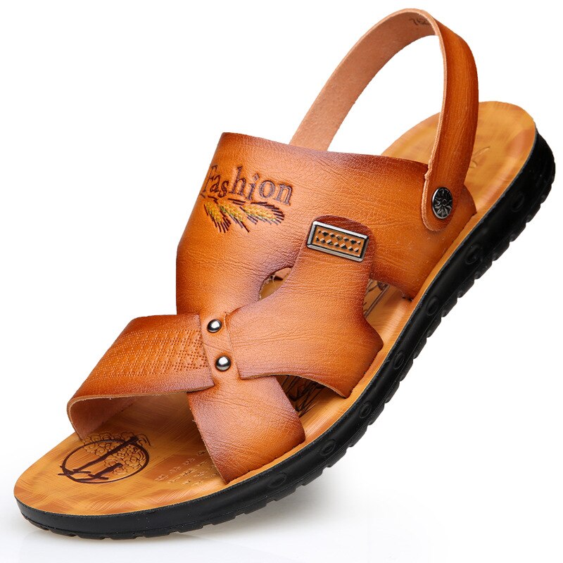 Herresandaler sommer sommer strandferie reiser skinn herre sandaler sommer pustende sandaler til menn: 1 / 7.5