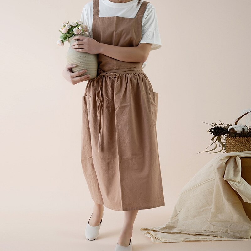 nordisch Einfache Floristen Schürze Baumwolle Leinen Gartenarbeit Kaffee geschäfte küche Schürzen Für Kochen Backen Restaurant Schürze
