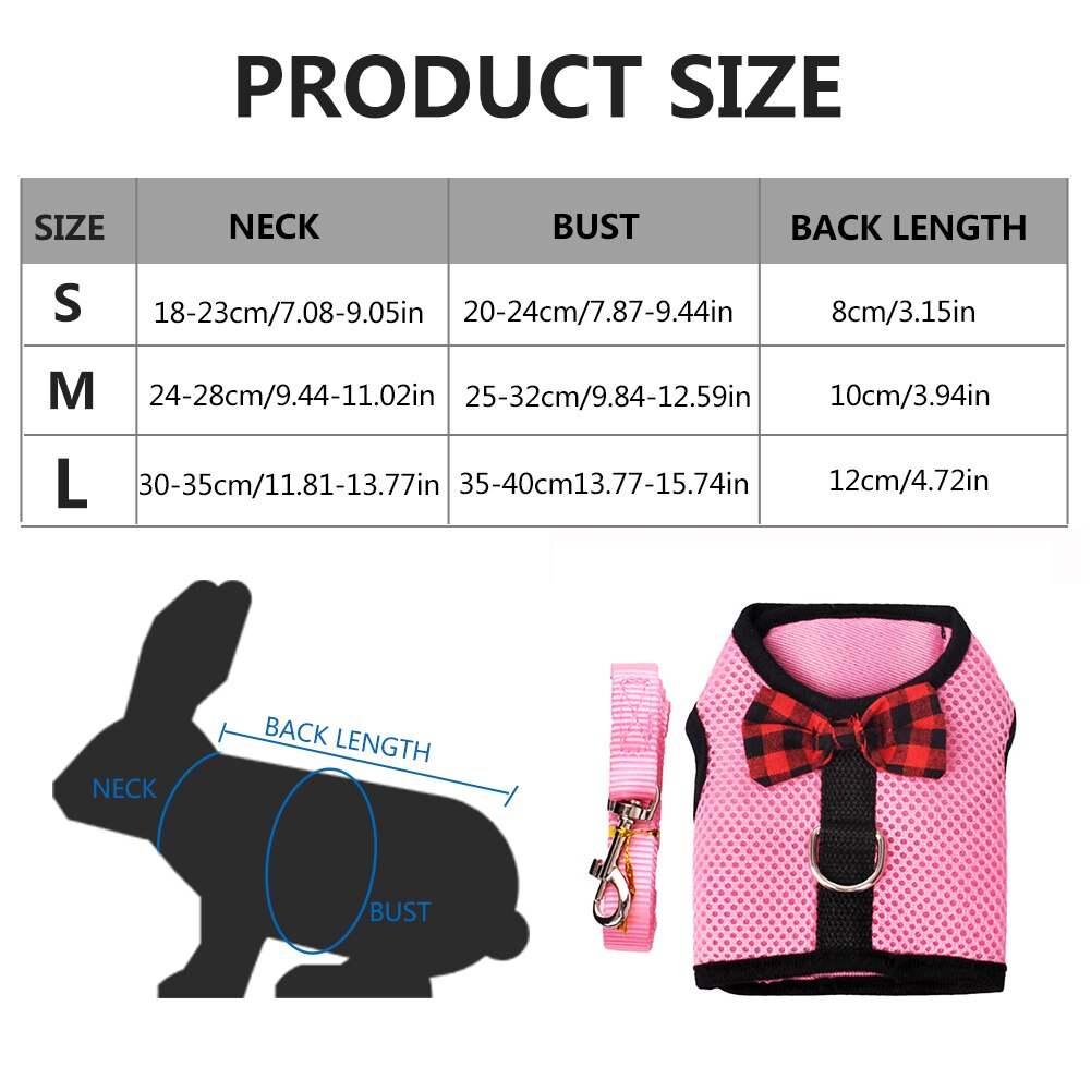 2 Stuks Verstelbaar Konijn Zacht en Ademend, Veiligheidsgordel voor Kleine Dieren, Mesh Harnas, voor Klein Dier Hamster Kat Buiten (M, Blauw, Roze
