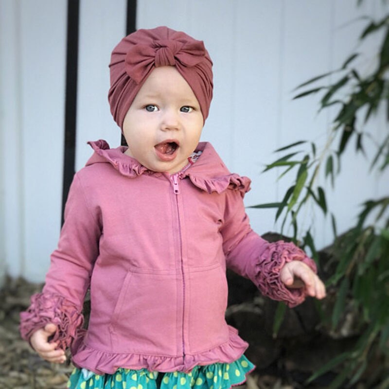1 pièces Bebe filles garçons doux arcs Turban lapin oreille noeud casquette bonnet chapeau musulman inde chapeau bohème bowknot turbans Cap