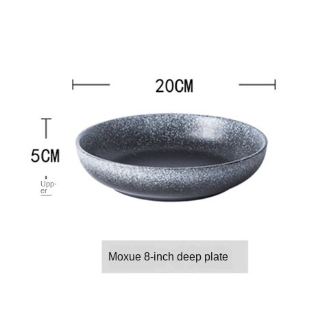 Japanese Style Ceramic Deep Dishes Household 8/10 Inch Salad Dish Dinner Plate Kitchen tableware Soup Bowl Serving Plates ZH655: color2