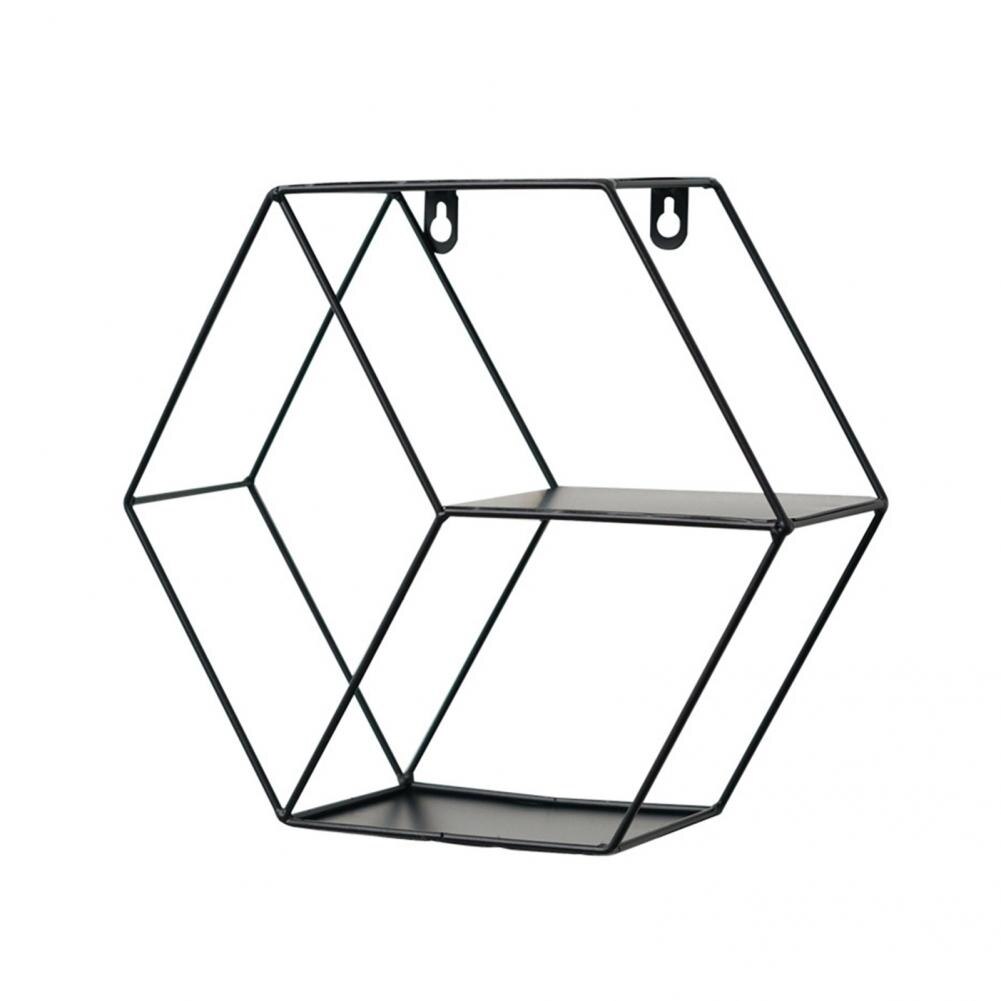 Useful Storage Shelf Durable Geometric Figure 2 Shapes Household Wall-mounted Storage Rack