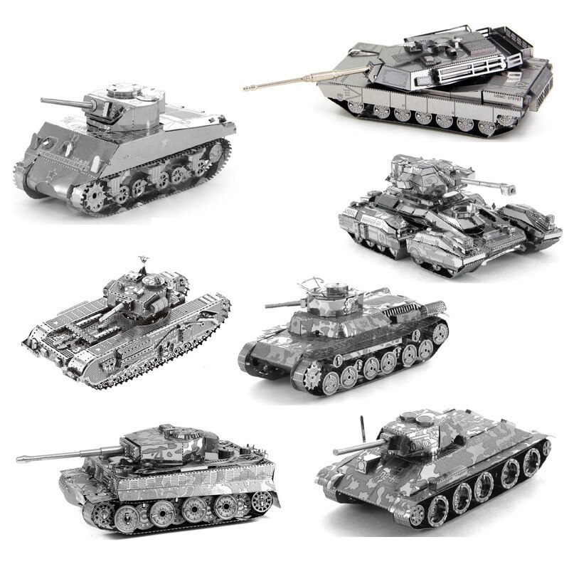 Liebe Zauber 3D Metall Montiert Modell DIY Pädagogisches Puzzle Chef Tank JS-2 Tank Sherman Tiger-typ Tanks