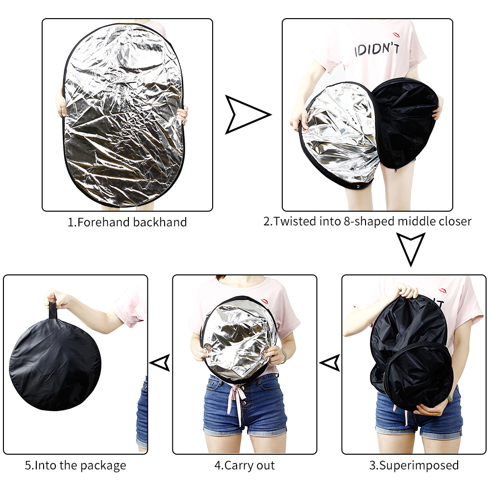 SH 60x90CM 5-in-1 Portable Collapsible Multi-Disc Diffuer Light Oval Reflector With Carrying Bag For Photography Studio Shooting