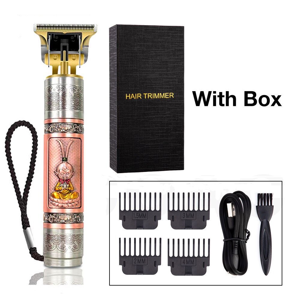 Elektrische tondeuse, tondeuse voor mannen, draadloos scheerapparaat, trimmer voor 0mm kappers, tondeuse voor baard, baardtrimmer: Sunwukong-geschenkdoos